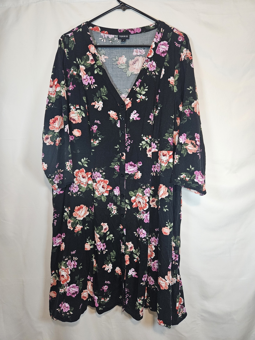 TORRID Floral Midi Dress Black & Pink Size 2